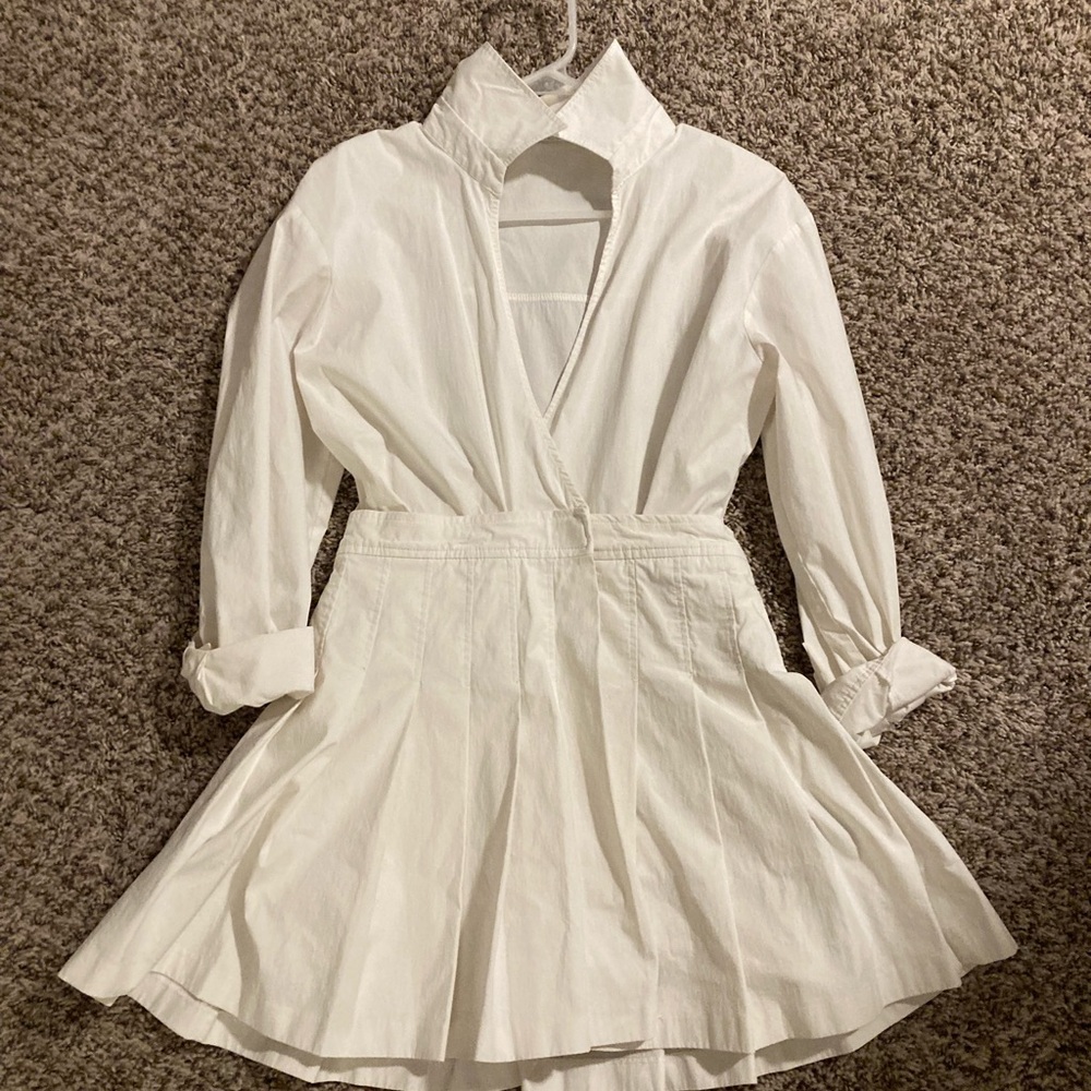 Zara Cross Front White Long Sleeve Mini Dress
